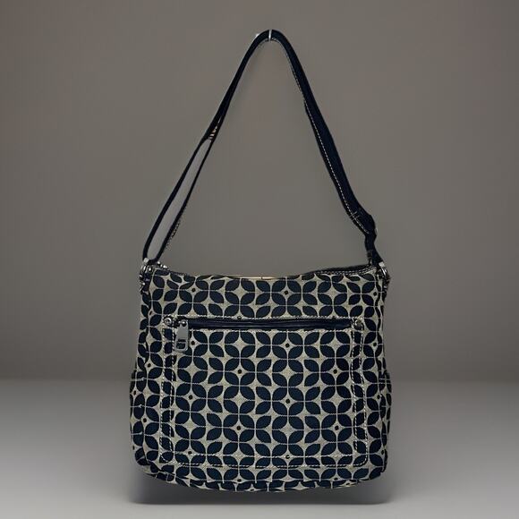Fossil Black Gray Canvas Crossbody Marlow Pattern Shoulder Bag Classic Design - Picture 1 of 11